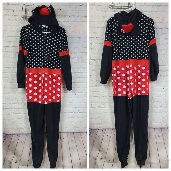 Minnie Mouse Small Fleece Jumper Plush Hood Pajamas One Piece Union Suit Onesie - Picture 11 of 11